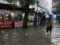 A street floods during the heavy monsoon rain in Kolkata, India, on August 24, 2024. (