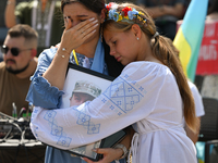 KRAKOW, POLAND - AUGUST 24:
Members of the Ukrainian diaspora in Krakow celebrate Ukrainian Independence Day with various events, including...