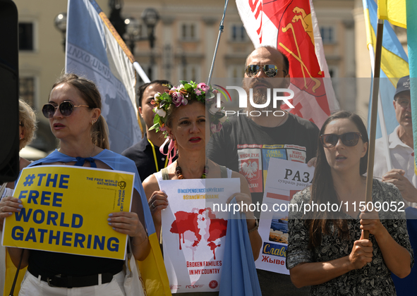 KRAKOW, POLAND - AUGUST 24:
Members of the Ukrainian diaspora in Krakow celebrate Ukrainian Independence Day with various events, including...