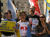 KRAKOW, POLAND - AUGUST 24:
Members of the Ukrainian diaspora in Krakow celebrate Ukrainian Independence Day with various events, including...