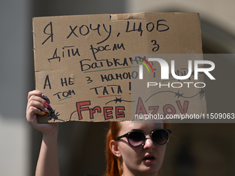 KRAKOW, POLAND - AUGUST 24:
Members of the Ukrainian diaspora in Krakow celebrate Ukrainian Independence Day with various events, including...