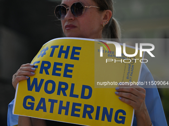 KRAKOW, POLAND - AUGUST 24:
Members of the Ukrainian diaspora in Krakow celebrate Ukrainian Independence Day with various events, including...