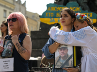 KRAKOW, POLAND - AUGUST 24:
Members of the Ukrainian diaspora in Krakow celebrate Ukrainian Independence Day with various events, including...