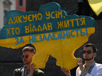 KRAKOW, POLAND - AUGUST 24:
Members of the Ukrainian diaspora in Krakow celebrate Ukrainian Independence Day with various events, including...