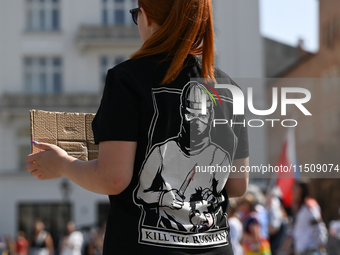 KRAKOW, POLAND - AUGUST 24:
Members of the Ukrainian diaspora in Krakow celebrate Ukrainian Independence Day with various events, including...