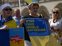 KRAKOW, POLAND - AUGUST 24:
Members of the Ukrainian diaspora in Krakow celebrate Ukrainian Independence Day with various events, including...