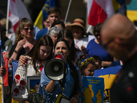 KRAKOW, POLAND - AUGUST 24:
Members of the Ukrainian diaspora in Krakow celebrate Ukrainian Independence Day with various events, including...