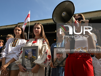 KRAKOW, POLAND - AUGUST 24:
Members of the Ukrainian diaspora in Krakow celebrate Ukrainian Independence Day with various events, including...