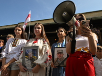 KRAKOW, POLAND - AUGUST 24:
Members of the Ukrainian diaspora in Krakow celebrate Ukrainian Independence Day with various events, including...