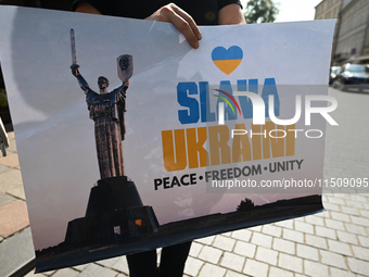 KRAKOW, POLAND - AUGUST 24:
Members of the Ukrainian diaspora in Krakow celebrate Ukrainian Independence Day with various events, including...