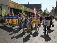 KRAKOW, POLAND - AUGUST 24:
Members of the Ukrainian diaspora in Krakow celebrate Ukrainian Independence Day with various events, including...