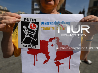 KRAKOW, POLAND - AUGUST 24:
Members of the Ukrainian diaspora in Krakow celebrate Ukrainian Independence Day with various events, including...