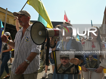 KRAKOW, POLAND - AUGUST 24:
Members of the Ukrainian diaspora in Krakow celebrate Ukrainian Independence Day with various events, including...