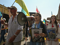 KRAKOW, POLAND - AUGUST 24:
Members of the Ukrainian diaspora in Krakow celebrate Ukrainian Independence Day with various events, including...