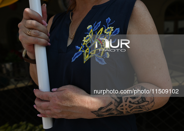 KRAKOW, POLAND - AUGUST 24:
Members of the Ukrainian diaspora in Krakow celebrate Ukrainian Independence Day with various events, including...