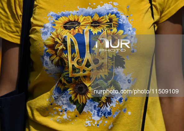 KRAKOW, POLAND - AUGUST 24:
Members of the Ukrainian diaspora in Krakow celebrate Ukrainian Independence Day with various events, including...