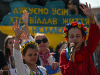 KRAKOW, POLAND - AUGUST 24:
Members of the Ukrainian diaspora in Krakow celebrate Ukrainian Independence Day with various events, including...