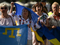 KRAKOW, POLAND - AUGUST 24:
Members of the Ukrainian diaspora in Krakow celebrate Ukrainian Independence Day with various events, including...