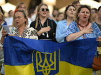 KRAKOW, POLAND - AUGUST 24:
Members of the Ukrainian diaspora in Krakow celebrate Ukrainian Independence Day with various events, including...