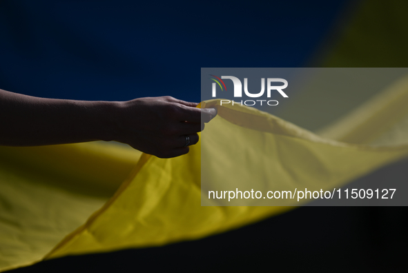 KRAKOW, POLAND - AUGUST 24:
Members of the Ukrainian diaspora in Krakow celebrate Ukrainian Independence Day with various events, including...