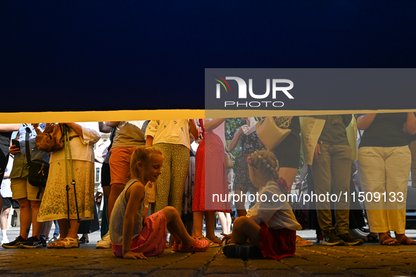 KRAKOW, POLAND - AUGUST 24:
Members of the Ukrainian diaspora in Krakow celebrate Ukrainian Independence Day with various events, including...