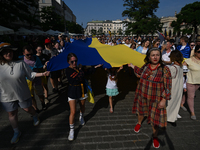 KRAKOW, POLAND - AUGUST 24:
Members of the Ukrainian diaspora in Krakow celebrate Ukrainian Independence Day with various events, including...