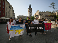 KRAKOW, POLAND - AUGUST 24:
Members of the Ukrainian diaspora in Krakow celebrate Ukrainian Independence Day with various events, including...