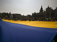 KRAKOW, POLAND - AUGUST 24:
Members of the Ukrainian diaspora in Krakow celebrate Ukrainian Independence Day with various events, including...