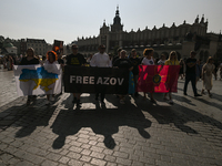 KRAKOW, POLAND - AUGUST 24:
Members of the Ukrainian diaspora in Krakow celebrate Ukrainian Independence Day with various events, including...