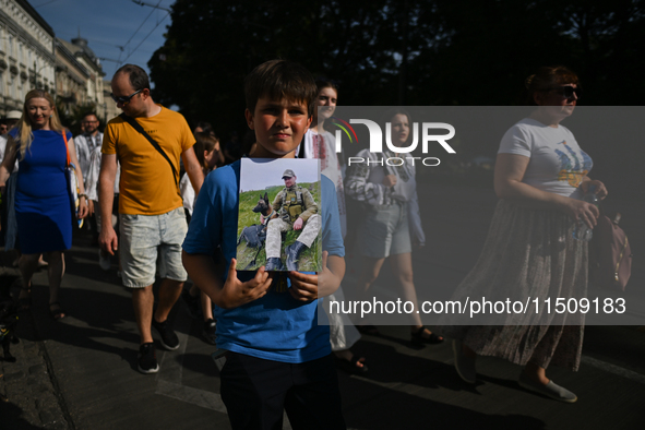 KRAKOW, POLAND - AUGUST 24:
Members of the Ukrainian diaspora in Krakow celebrate Ukrainian Independence Day with various events, including...