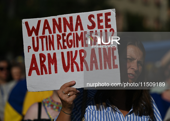 KRAKOW, POLAND - AUGUST 24:
Members of the Ukrainian diaspora in Krakow celebrate Ukrainian Independence Day with various events, including...