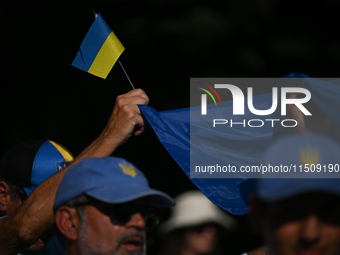 KRAKOW, POLAND - AUGUST 24:
Members of the Ukrainian diaspora in Krakow celebrate Ukrainian Independence Day with various events, including...