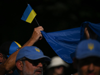 KRAKOW, POLAND - AUGUST 24:
Members of the Ukrainian diaspora in Krakow celebrate Ukrainian Independence Day with various events, including...