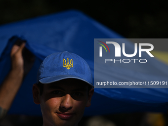 KRAKOW, POLAND - AUGUST 24:
Members of the Ukrainian diaspora in Krakow celebrate Ukrainian Independence Day with various events, including...