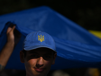 KRAKOW, POLAND - AUGUST 24:
Members of the Ukrainian diaspora in Krakow celebrate Ukrainian Independence Day with various events, including...