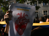 KRAKOW, POLAND - AUGUST 24:
Members of the Ukrainian diaspora in Krakow celebrate Ukrainian Independence Day with various events, including...