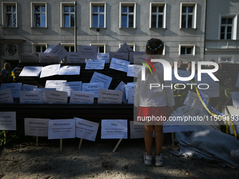 KRAKOW, POLAND - AUGUST 24:
Members of the Ukrainian diaspora in Krakow celebrate Ukrainian Independence Day with various events, including...