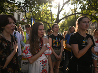 KRAKOW, POLAND - AUGUST 24:
Members of the Ukrainian diaspora in Krakow celebrate Ukrainian Independence Day with various events, including...