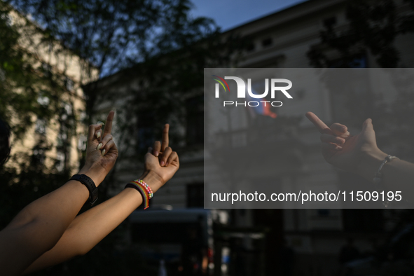 KRAKOW, POLAND - AUGUST 24:
Members of the Ukrainian diaspora in Krakow celebrate Ukrainian Independence Day with various events, including...