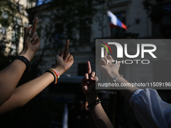 KRAKOW, POLAND - AUGUST 24:
Members of the Ukrainian diaspora in Krakow celebrate Ukrainian Independence Day with various events, including...