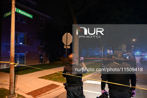 A 21-year-old male victim is shot numerous times on the 7200 block of S. Washtenaw Avenue in Chicago, Illinois, United States, on August 24,...