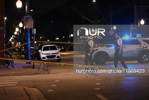 Three people are shot, one in critical condition, on the 3600 block of W. Douglas Blvd in Chicago, Illinois, United States, on August 24, 20...