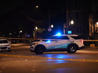 Three people are shot, one in critical condition, on the 3600 block of W. Douglas Blvd in Chicago, Illinois, United States, on August 24, 20...