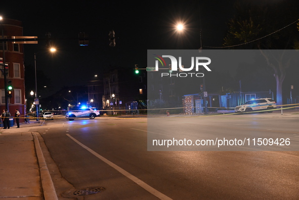 Three people are shot, one in critical condition, on the 3600 block of W. Douglas Blvd in Chicago, Illinois, United States, on August 24, 20...