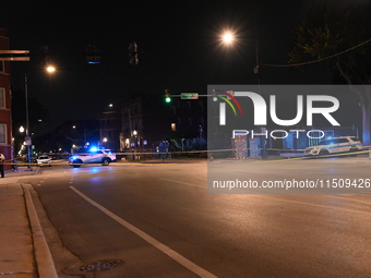 Three people are shot, one in critical condition, on the 3600 block of W. Douglas Blvd in Chicago, Illinois, United States, on August 24, 20...