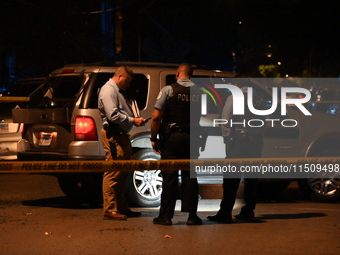 An unidentified male is shot and killed on the 2400 block of S. Christiana Avenue in Chicago, Illinois, United States, on August 24, 2024. A...