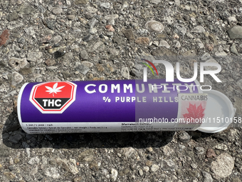 Discarded packaging from cannabis products lies in the parking lot of an elementary school in Toronto, Ontario, Canada, on August 24, 2024....