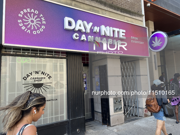 A shop sells cannabis and marijuana paraphernalia in downtown Toronto, Ontario, Canada, on August 14, 2024. 