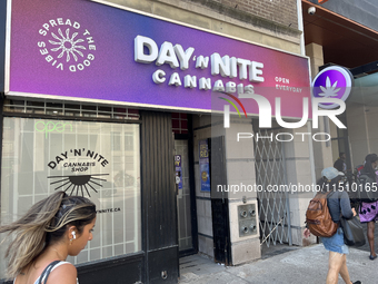 A shop sells cannabis and marijuana paraphernalia in downtown Toronto, Ontario, Canada, on August 14, 2024. (