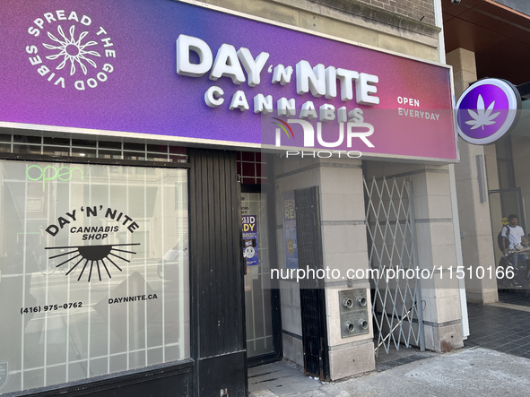 A shop sells cannabis and marijuana paraphernalia in downtown Toronto, Ontario, Canada, on August 14, 2024. 